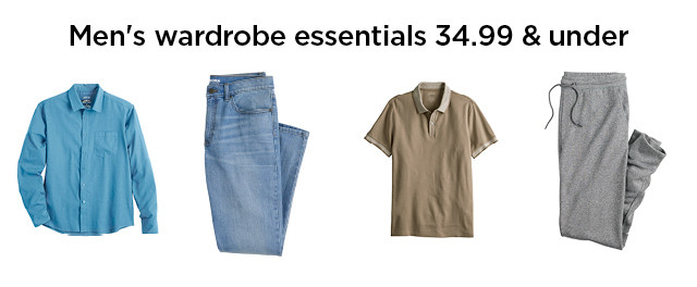 Men's wardrobe essentials 34.99 and under.