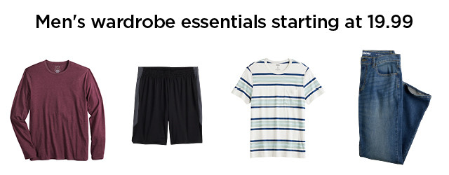 men's wardrobe essentials starting at $19.99