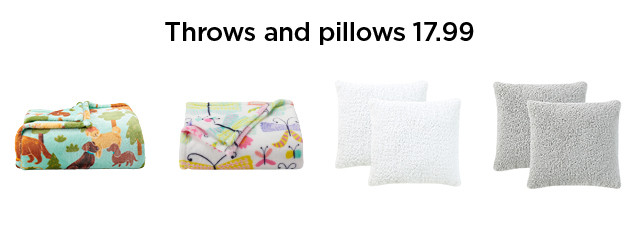 17.99 throws and pillows. shop now.