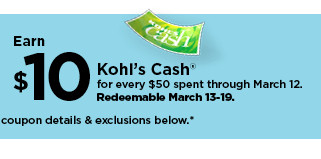 earn $10 kohl's cash for every $50 spent. not valid on sephora at kohl's. shop now.