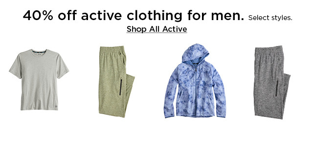 40% off active clothing for men. select styles. shop all active.