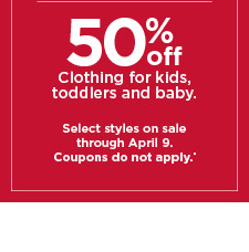 50% off levi's clothing for kids, toddlers and baby. coupons do not apply. shop now.