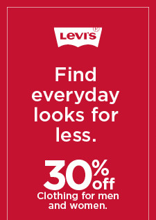 30% off levi's clothing for men and women. shop now.