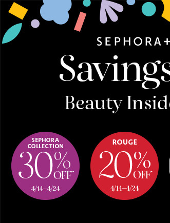 sephora + kohls savings event. beauty insiders save big. sephora collection 30% off. rouge 20% off. VIB 15% off. Insider 10% off.