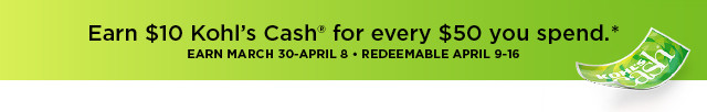 earn $10 kohls cash for every $50 spent. not valid on sephora at kohl's. shop now.