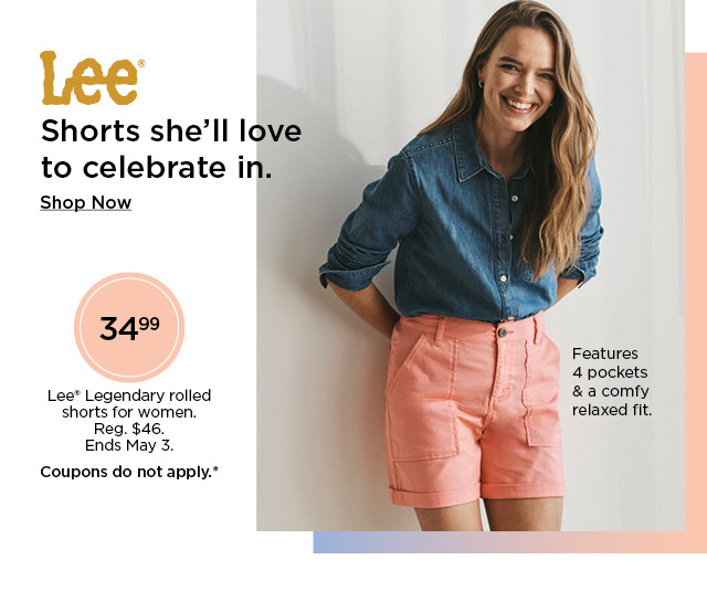 $34.99 lee legendary rolled shorts for women. coupons do not apply. shop now.