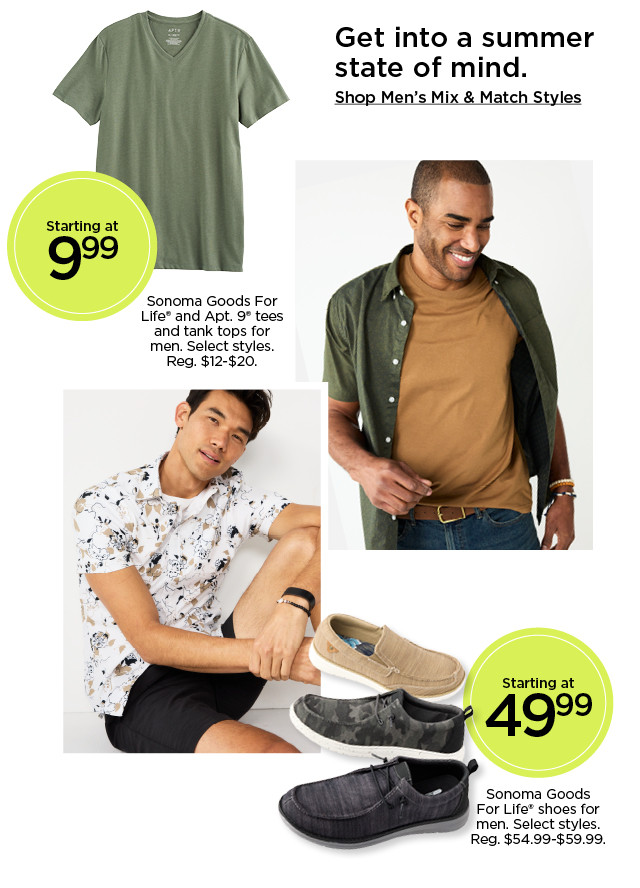 get into a summer state of mind. shop men's mix and match styles.