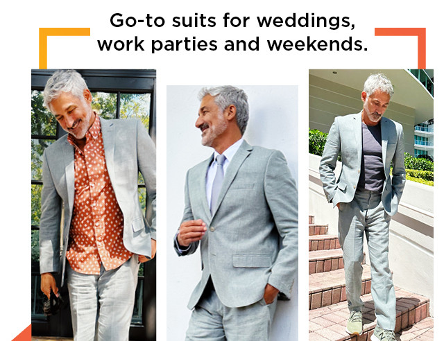 go-to suits for weddings, work parties and weekends. shop all men's outfits.