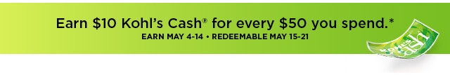 earn $10 kohls cash for every $50 spent. not valid on sephora at kohl's. shop now.