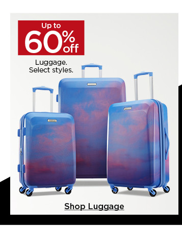 up to 60% off luggage. select styles. shop luggage.