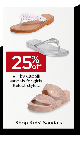 25% off elli by capelli sandals for girls. select styles. shop kids' sandals.