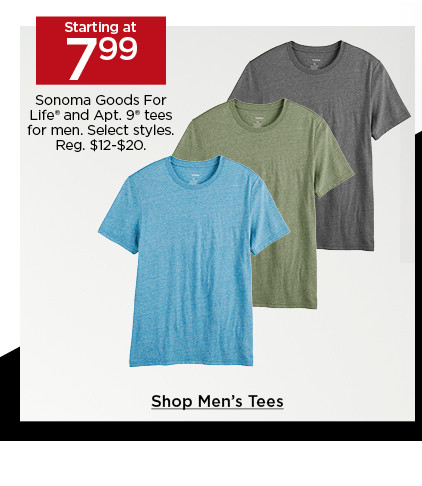 starting at 7.99 sonoma goods for life and apt 9 tees for men. select styles. shop all men's tees.