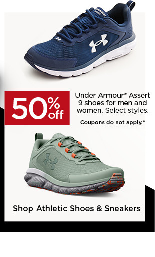 50% off under armour asset 9 shoes for men and women. select styles. coupons do not apply. shop athletic shoes and sneakers.