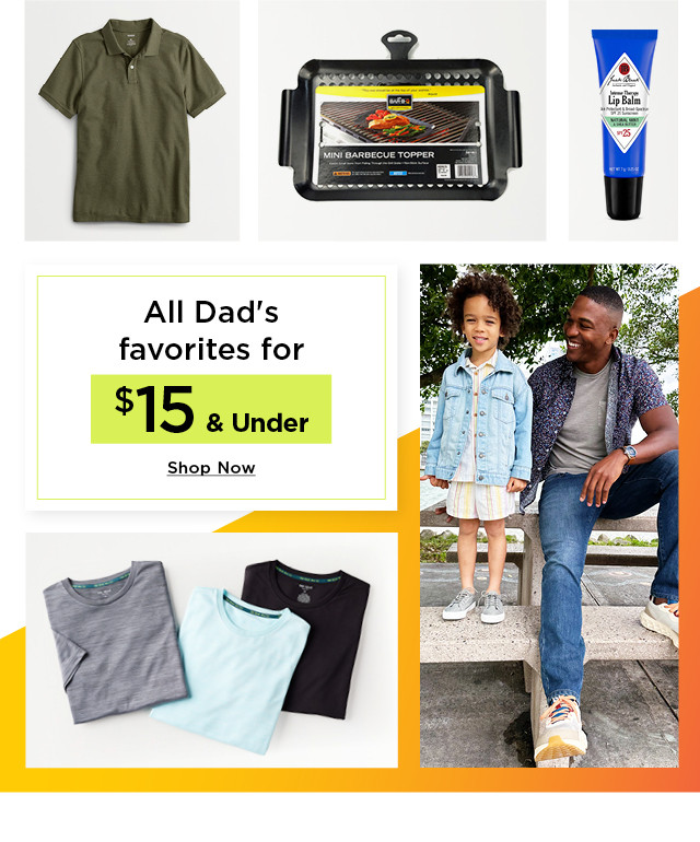 all dad's favorites for $15 and under. shop now.