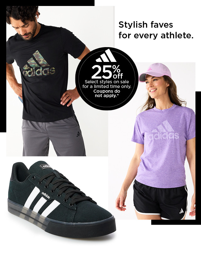 stylish faves for every athlete. 25% off adidas select styles on sale for a limited time only. coupons do not apply. shop now.