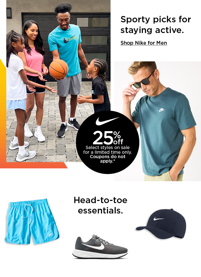 25% off select nike styles on sale. coupons do not apply