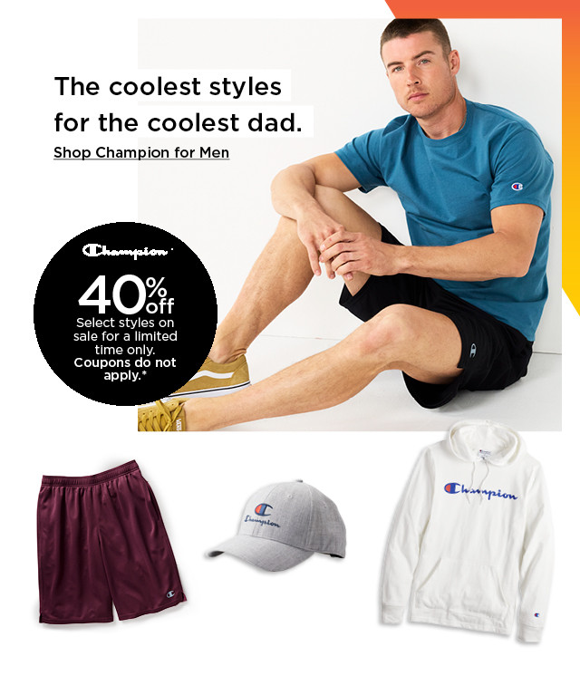 40% off select champion styles on sale. coupons do not apply. shop champion for men.