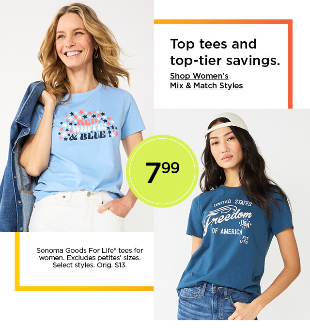 top tees and top-tier savings. shop women's mix and match styles.