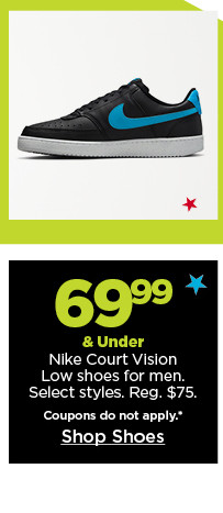 69.99 and under nike court vision low shoes for men. select styles. shop shoes.