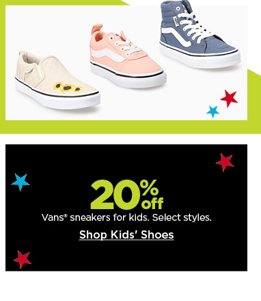 20% off vans sneakers for kids. select styles. shop kids' shoes.