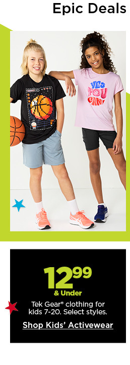12.99 and under tek gear clothing for kids. select styles. shop kids' activewear.
