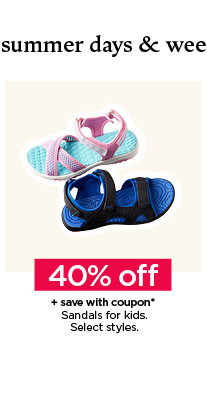 19.99 and under plus save with coupon on sandals for kids. select styles. shop kids' sandals.