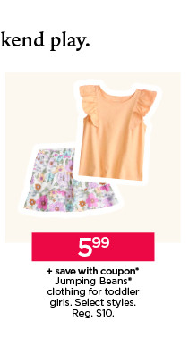 5.99 plus save with coupon on jumping beans clothing for toddler girls. select styles.