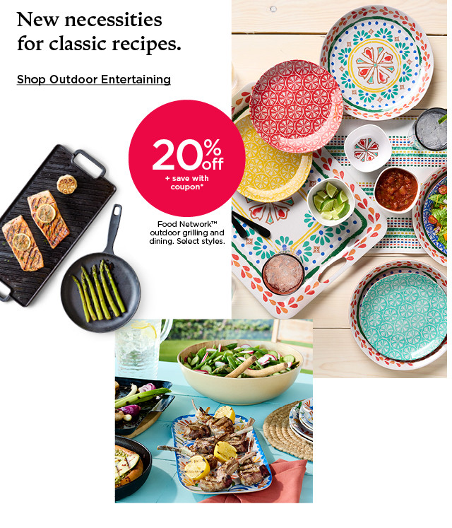 New necessities for classic recipes. 20% off plus save with coupon on Food Network outdoor grilling and dining. Select styles. Shop outdoor dining.