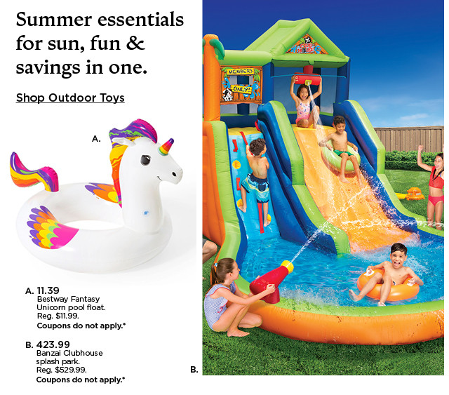 Summer essentials for sun, fun and savings in one. Shop outdoor toys.