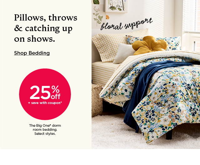 Pillows, throws and catching up on shows. Shop bedding.