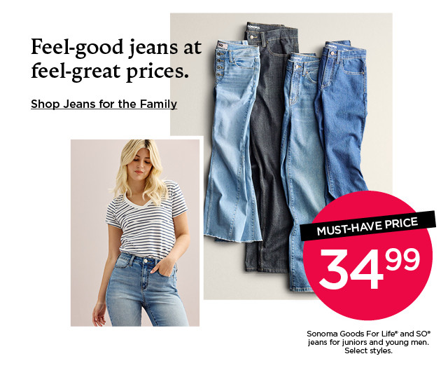 feel-good jeans at feel-great prices. shop jeans for the family.