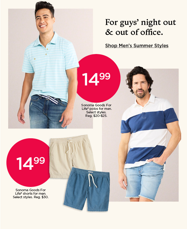 for guys' night out and out of office. shop men's summer styles.