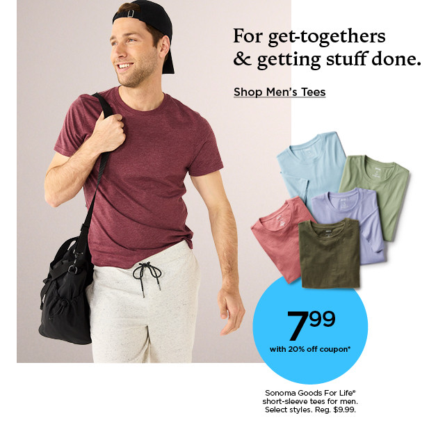 7.99 with 20% off coupon on sonoma goods for life tees for men. select styles. shop men's tees.