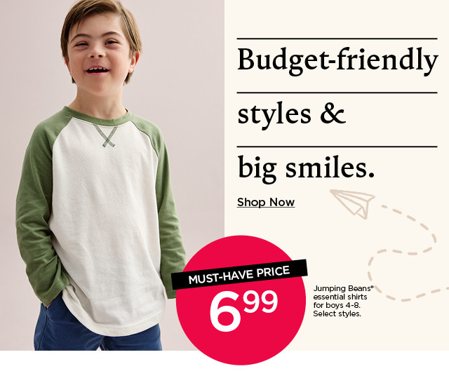 6.99 jumping beans clothing for boys. select styles. shop now.