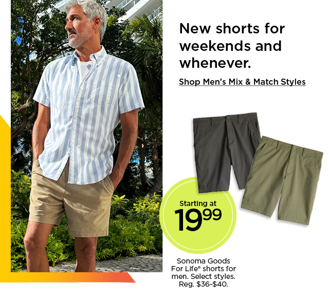 new shorts for weekends and whenever. shop men's mix and match styles.