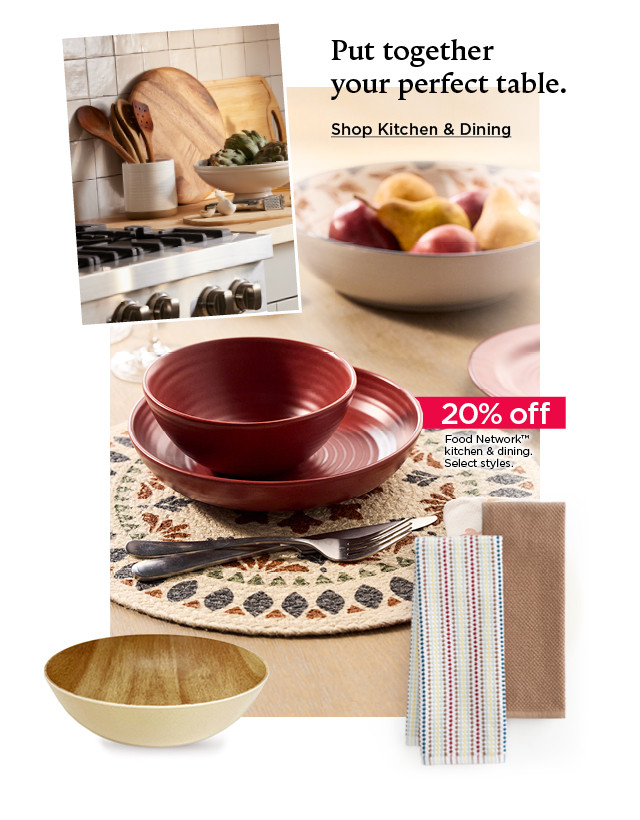 20% off Food Network kitchen and dining. Select styles. Shop kitchen and dining.