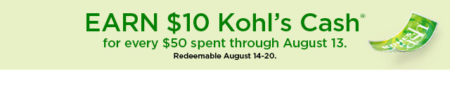 earn $10 kohls cash for every $50 spent. not valid on sephora at kohl's. shop now.