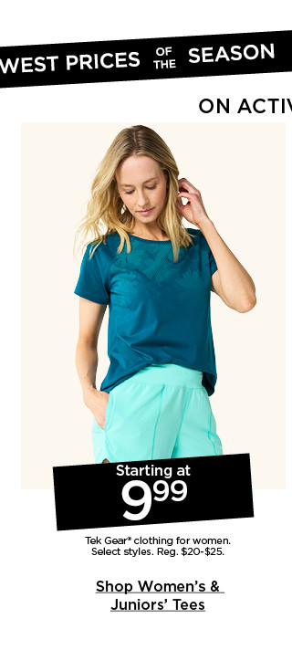 starting at 9.99 tek gear clothing for women. select styles. shop women's tek gear clothing.