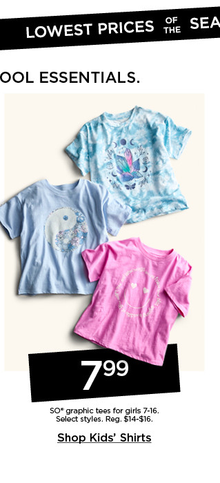 7.99 so graphic tees for girls. select styles. shop girls' graphic tees.