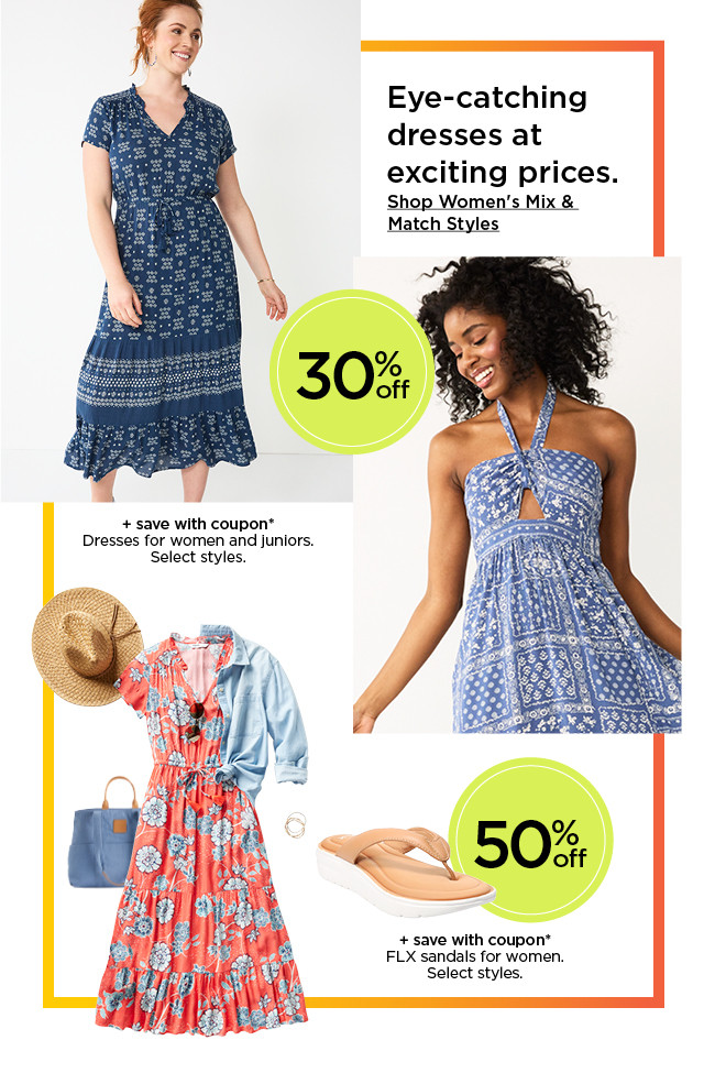 eye-catching dresses at exciting prices. shop women's mix & match styles.