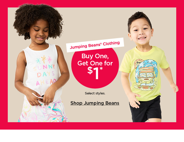 buy one get one $1 on jumping beans clothing. shop jumping beans.