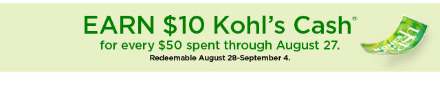 earn $10 kohls cash for every $50 spent. not valid on sephora at kohl's. shop now.