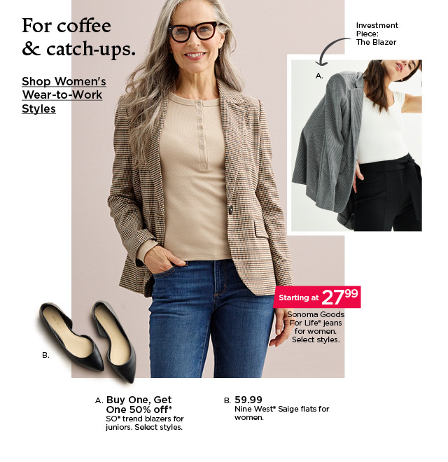 for coffee and catch-ups. shop women's wear to work styles.