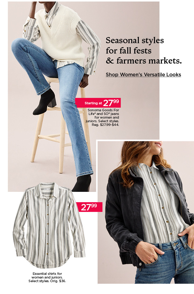 seasonal styles for fall fests and farmers markets. shop women's versatile looks.