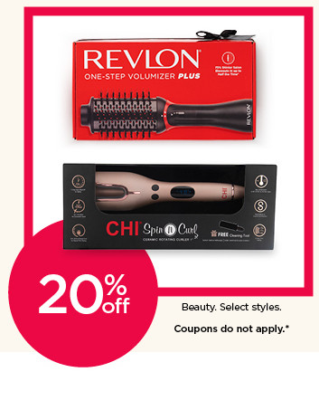 20% off beauty. Select styles. Coupons do not apply.