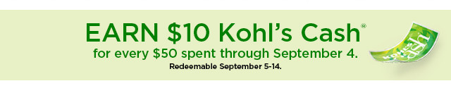 Earn $10 Kohl's cash for every $50 spent. Not valid on Sephora at Kohl's. Shop now.