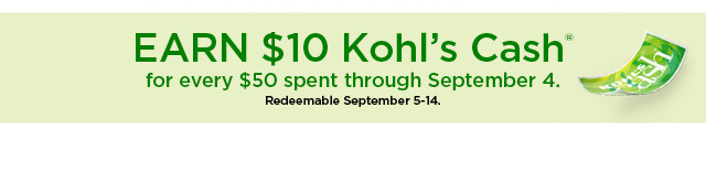 Earn $10 Kohl's cash for every $50 spent. Not valid on Sephora at Kohl's. Shop now.