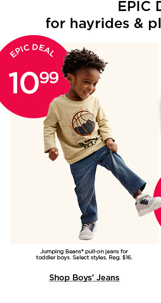 epic deal 10.99 jumping beans pull on jeans for toddler boys. select styles. shop boys' jeans.