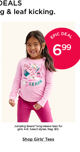 epic deal 5.99 jumping beans long sleeve tees for toddler girls. select styles. shop girls tees.