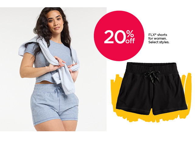 20% off flx shorts for women. select styles.